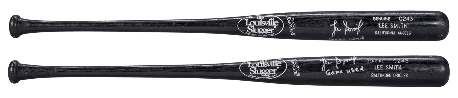 Lot of (2) Lee Smith Game Used & Signed Louisville Slugger C243 Model Bats (Smith LOA)